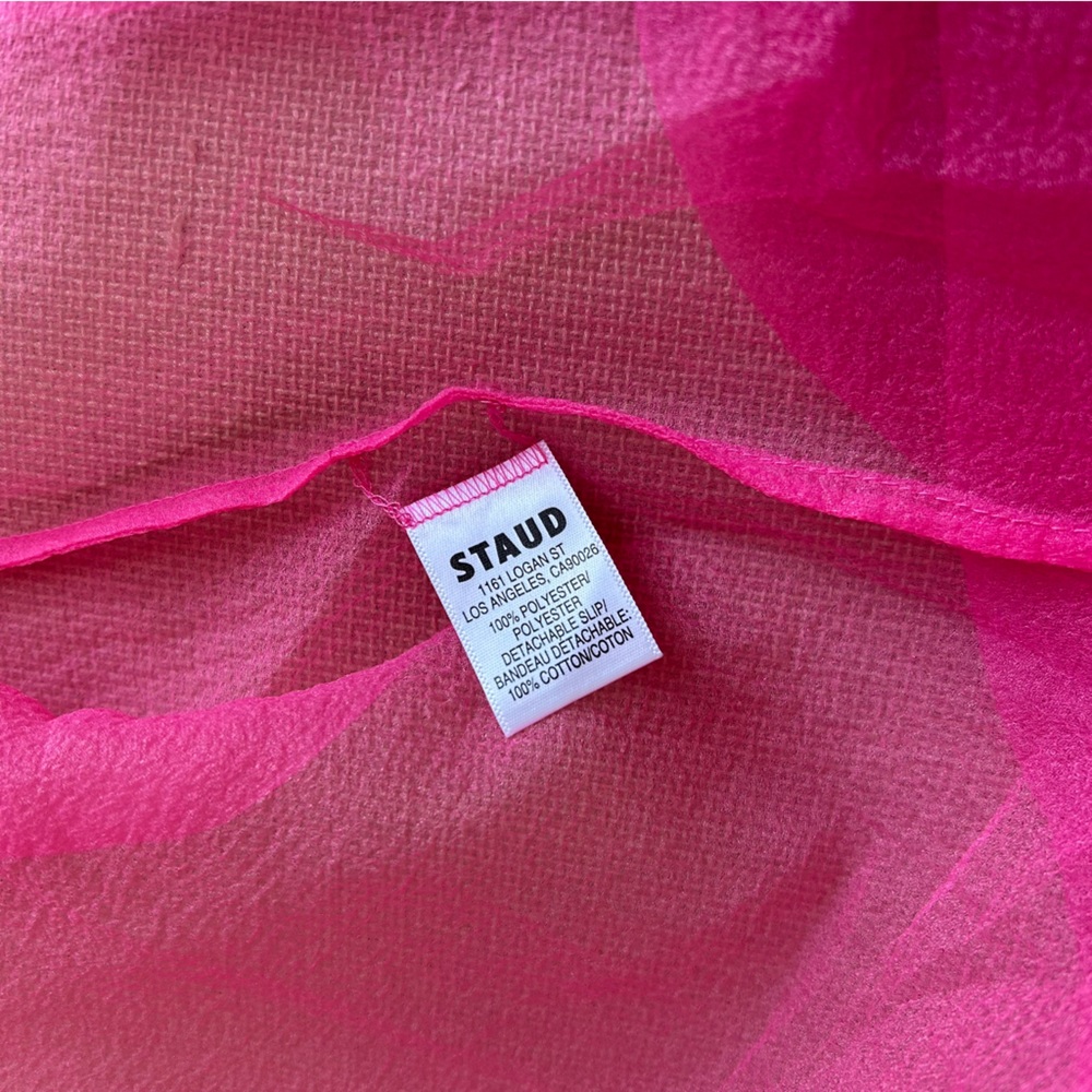 *Cover Only* STAUD Calluna Tiered Tulle Gown Maxi Dress Pink Sheer Bow - Picture 11 of 13